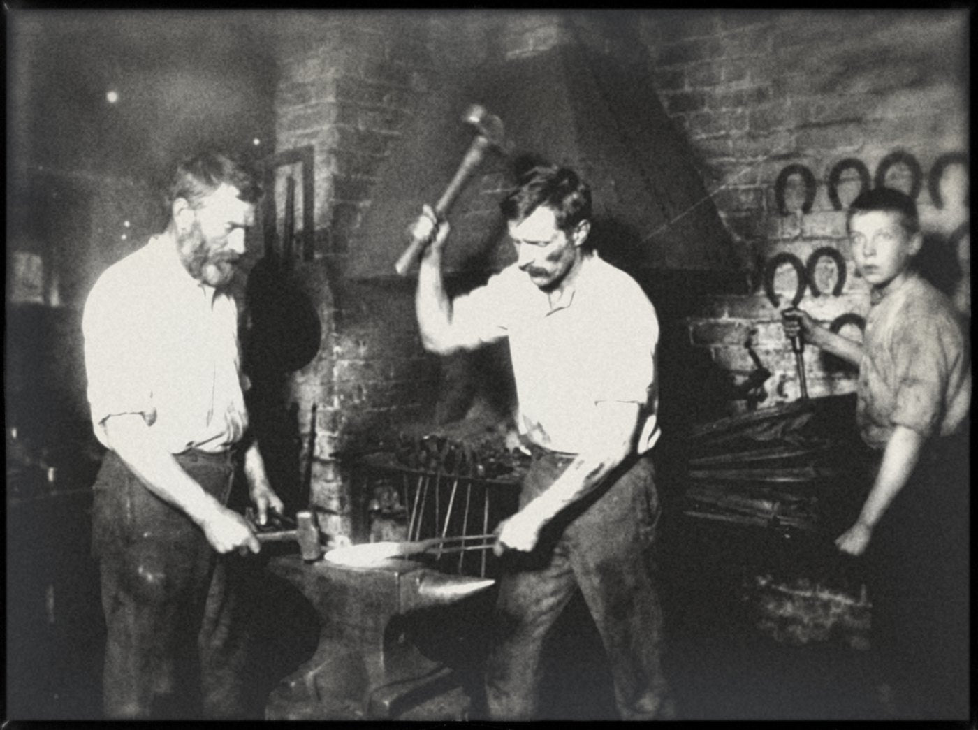 Retouched family-history illustration: inside the forge